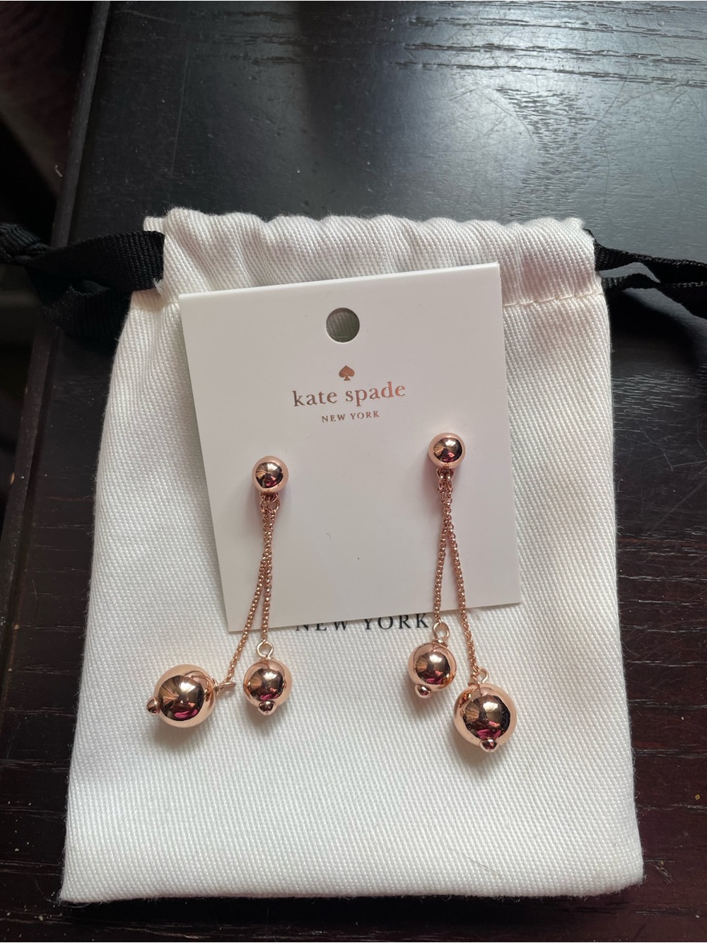 kate spade rose gold dangling ball drop earrings